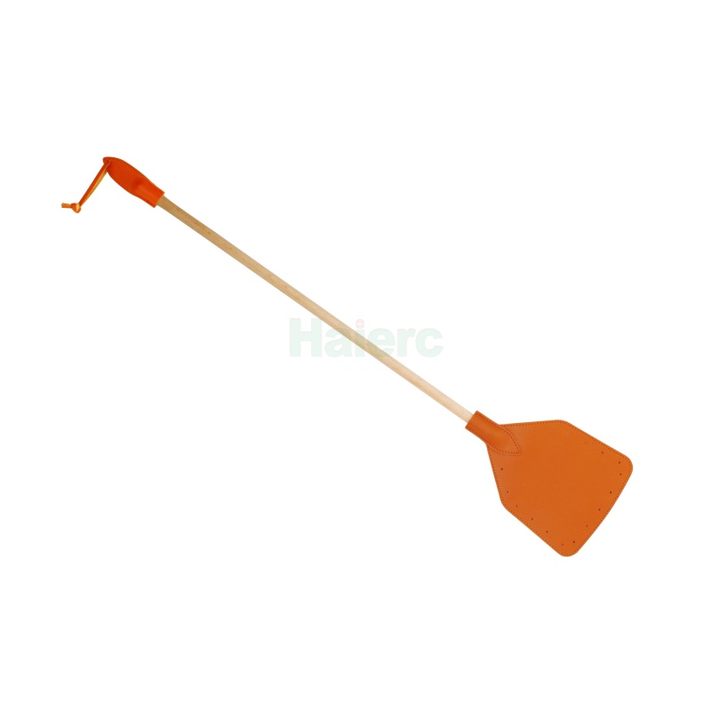 >Haierc Sturdy Leather Fly Swatter for Indoors Long Handle Heavy Duty Wood Fly Swatter With Hanging Rope Durable Fly Swatter